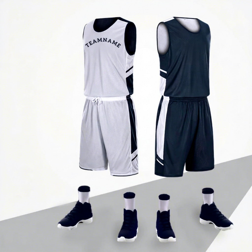 White navy double face wear