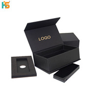 Caja de Embalaje Rígida de Lujo para Teléfono Móvil con Cierre Magnético Negro, con Grabado y Recubrimiento UV, Logotipo Personalizado para Dispositivos Electrónicos Inteligentes