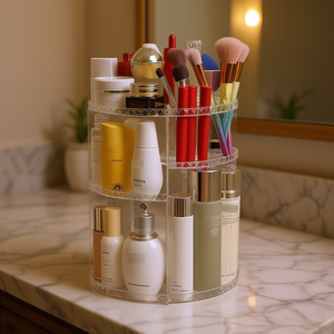 Myrva <b>Clear</b> Cosmetic Organizer 10-20 L Plastic Makeup <b>Storage</b> <b>Container</b> Elegant Style - Product Image 2