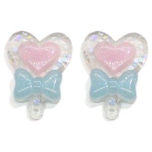 Kawaii 100 Cái Long Lanh Hình Trái Tim Lollipop Với Bowknot Nhựa Cabochon Hạt Diy Art Decor Cô Gái Keychain Túi Xách Trang Trí - Product Image 4