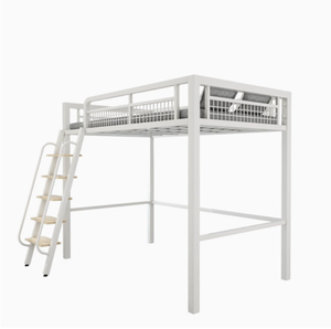 Cama Loft Moderna e Durável em Ferro Forjado, Conversível e Ajustável, Multifuncional para Apartamentos Pequenos e Escolas, Preta e Branca, Solteiro - Product Image 6