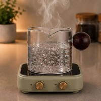 Taza Medidora de Vidrio Borosilicato Transparente de Alta Gama, Ecológica, Resistente al Calor, con Escala Graduada, para Leche, Salsas, Jarabes, Vinagre y Madera