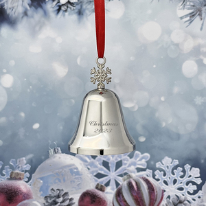 Campanella Natalizia Personalizzata con <span class=keywords><strong>Fiocco</strong></span> <span class=keywords><strong>di</strong></span> <span class=keywords><strong>Neve</strong></span> Inciso in Argento Lucido per Decorazioni Albero <span class=keywords><strong>di</strong></span> Natale Stile Festivo - Product Image 4