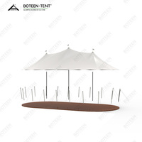 Tente de safari de luxe pour glamping, résistante, 950 g/m², en PVDF imperméable et résistant aux UV, avec structure en acier galvanisé à chaud