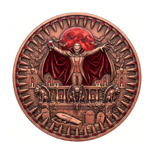 Moneda de Desafío de Cobre Fino .999 de 1oz con Relieve Alto, Diseño de Terror Gótico: <span class=keywords><strong>Conde</strong></span> Drácula, Lord Vampiro, Luna de Sangre, para Exhibición Artística y Regalo - Product Image 2