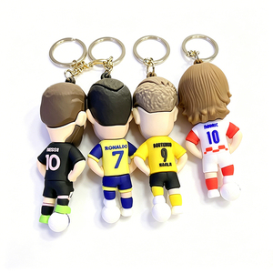 Llavero de PVC suave 3D de jugador de fútbol, figura de estrella de fútbol de dibujos animados, llavero de atleta deportivo, colgante para mochila - Product Image 3