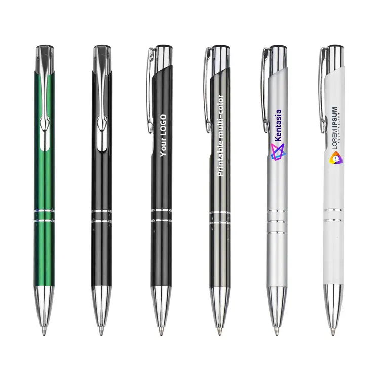 BKS جديد مخصص طباعة الشعار معدن قلم الكرة أجزاء معدنية مع أقلام متعددة الألوان