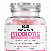 Compléments alimentaires en gommes pour la santé des femmes adultes - Probiotiques, enzymes digestives, vitamines, soutien immunitaire, végétaliens, sans OGM, certifiés GMP