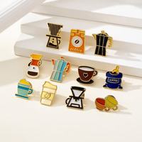 Broches en métal en gros, série café mignonne, badges souvenir tasses et machines à café pour baristas et amateurs de café