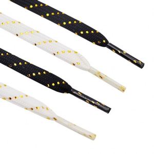 Cordones Planos de Alambre Dorado de Lujo para Zapatillas, Cordones Casuales de 7mm de Ancho, Accesorios para Zapatillas - Product Image 1