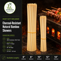 Brochettes rondes en bambou à surface lisse pour shashlik, idéales pour la cuisson au rôtissoire de bœuf, agneau, poulet et autres viandes - Vente en gros