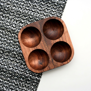 Wood Egg Holder 4 Slots Two Tone Square <b>Tray</b> Craft Breakfast Plate HORECA OEM Custom Vietnam - Product Image 1