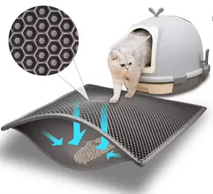 Caja de arena para gatos impermeable de doble capa, bandeja de arena para gatitos alfombrilla para, alfombrilla de relleno para la limpieza de la casa de los gatos