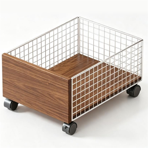 Chariot de rangement roulant sous armoire à prix abordable avec panier en fil métallique pour chambre et salle de bain - Product Image 1
