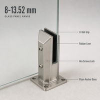 Spigot en verre duplex en acier inoxydable 2205, réglable, pour garde-corps en verre sans cadre, fixation au sol, pour clôture de piscine, balcon, escalier