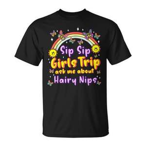Camiseta Sip Sip Girls Trip para adultos, unisex, cuello redondo, manga corta, impresión digital, camiseta promocional - Product Image 1