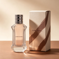 Nouveauté - Flacon de parfum en verre transparent de forme spéciale 50 ml avec boîte, couvercle argenté personnalisable, impression sérigraphique, boîte personnalisée