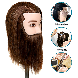 Tête de mannequin homme avec cheveux 100% humains pour la coupe, la coloration, la permanente et la formation professionnelle des coiffeurs - Product Image 6