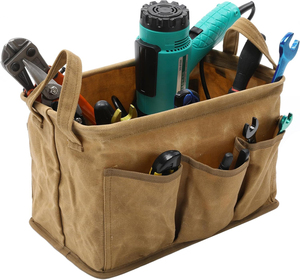 Water Resistant <b>Fold</b>-able Open Top Tool Carrier <b>Fold</b>-able Open Top Tool <b>Bags</b> Heavy Duty Waxed Canvas Tool <b>Bag</b> - Product Image 4