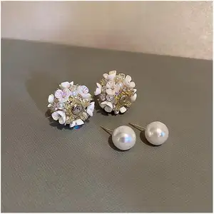 Fashion Jewelry Earring Huggie Making Diamond Long Big Designer Fashion Heart Statement Beaded Black Earring Clips Non Pierced