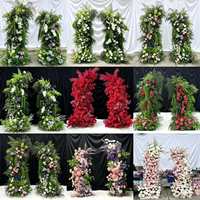 Gapura Bunga Sutra Bentuk Tanduk Hydrangea Realistis Buatan Tangan Modern Putih Hijau Artifisial untuk Pernikahan Hari Ibu Natal Tahun Baru