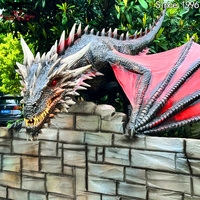 Sculpture de dragon volant occidental pour parc à thème, modèle de dragon animatronique, équipement interactif