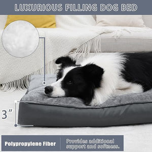 Fábrica personalizada Boucle calentamiento lujo rectángulo ortopédico memoria espuma perro mascota Mat cama con forro impermeable cubierta lavable - Product Image 5