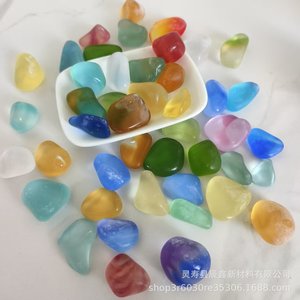 Bloques de vidrio esmerilado para decoración de acuarios, piedras de vidrio coloreadas para muros de gaviones, piedras de vidrio marino esmerilado tipo caramelo. - Product Image 2