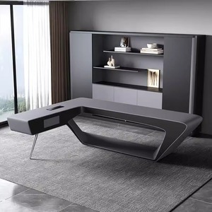 Bàn máy tính điều hành mô-đun hiện đại với thiết kế bảng sơn mài hoàn thiện hình dạng độc đáo sáng tạo đơn giản thanh lịch cao cấp CEO bàn - Product Image 3