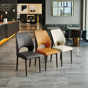 كرسي طعام إيطالي فاخر حديث من المعدن والخشب المضغوط بجودة فندقية عالية لطاولة الطعام المنزلية مع مسند للظهر للصالة وغرفة النوم - Product Image 4