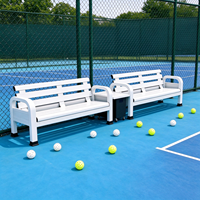 Banc de repos double combiné en métal, couleur personnalisée, pour équipe, avec table centrale intégrée, pour projets de terrains de sport