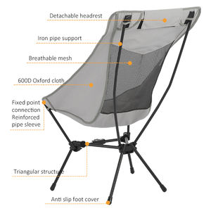 Silla de Gravedad Cero Plegable Ultraligera de Aluminio para Exteriores, Personalizada de Fábrica, Silla Luna de Camping con Respaldo Alto y Almohada - Product Image 3