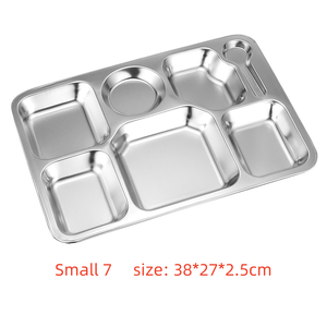 Assiette à dîner compartimentée en acier inoxydable résistant à la corrosion cinq compartiments pour un rangement pratique dans la cuisine - Product Image 5