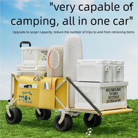 Chariot de camping polyvalent YX-F1-26 avec table relevable, pliable, léger, grande capacité, 4 roues, multicolores