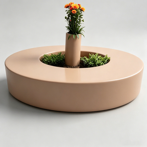 UHPC Flowerpot <b>Stool</b> With Planter Custom Unique Public Seating Commercial Landscape Furnishings for Hospital Exteriors - Product Image 1