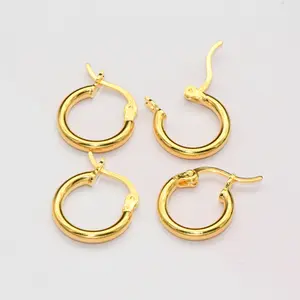 Gold Plated S925 Sterling Silver Hollow Round Clip On Hoop Earring For Women
