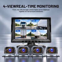 Caméra embarquée pour camion avec écran tactile IPS de 10 pouces, DVR 4 canaux, lecteur MP5, commande vocale, 12 à 24 V, système de vision arrière pour camion lourd