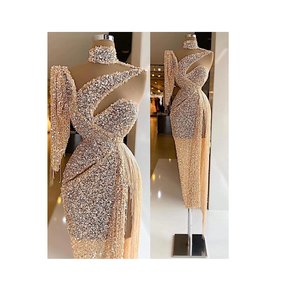 Vestido Largo de Satén Plateado con Lentejuelas, Estilo Línea A, con Cuentas de Cristal Brillantes, Falda Completa Estampada, Corpiño Brillante, Estilo Vintage para Fiestas Formales - Product Image 4