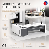 Ensemble de bureau de direction, bureau de patron avec tiroirs, table de direction moderne de luxe en forme de L, mobilier de bureau à domicile en bois