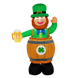 Decoración Inflable para Jardín con Luz LED Impermeable para el Día de San Patricio, Duende de 1.5 Metros con Vaso de Cerveza, Alimentado por CC - Product Image 1