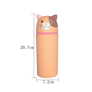 Customized School Stationery Pencil Pouch Box Kids Silicone Cute Cat Pencil Case