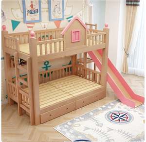 Lit <span class=keywords><strong>Château</strong></span> en Bois pour Enfants Style Moderne Lit Superposé Multifonctionnel en Bois Massif - Product Image 5