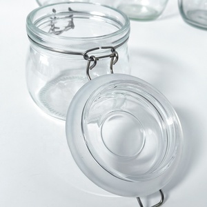 Pot de stockage réutilisable en verre transparent avec couvercle hermétique et clip pivotant pour céréales, fruits secs, riz, farine, sucre, ingrédients de pâtisserie - Product Image 5
