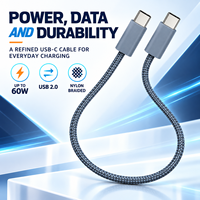 Câble de charge rapide USB C vers USB C personnalisable 60W avec connecteur ABS à embout en nylon tressé pour téléphones, tablettes, ordinateurs portables