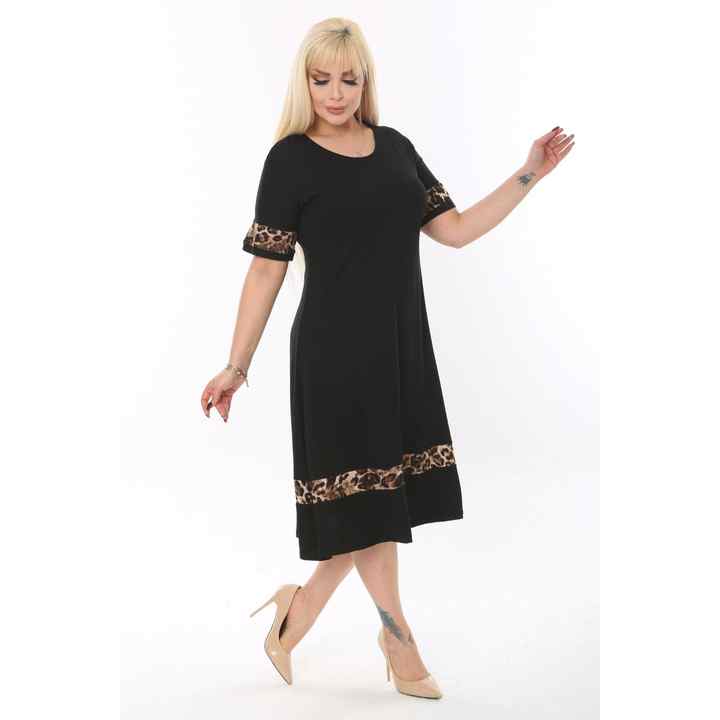 Women's Plus Size Skirt Brown Leopard Pattern Midi Dress
