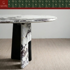 Mesa de Mármol Ovalada Calacatta Viola para Hotel o Villa de Lujo GOLDKING, con Vetas Blancas, Púrpuras y Grises, Patas a Juego, Directo de Fábrica - Product Image 4