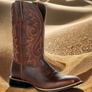 Stivaletti retrò da <span class=keywords><strong>uomo</strong></span> ricamati in morbida pelle stile Cowboy occidentale stivali bassi Chelsea fodera in pelle scamosciata per escursioni invernali - Product Image 3