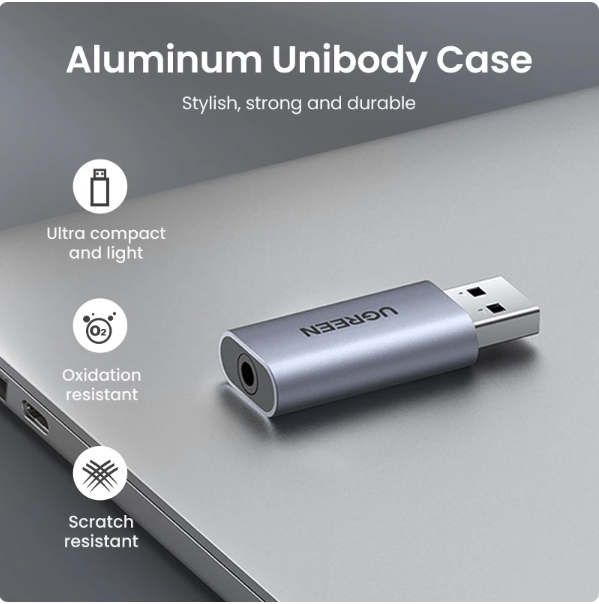UGREEN USB Ke Audio Jack USB Kartu Suara Eksternal 3.5Mm Audio Adapter 2 In  1