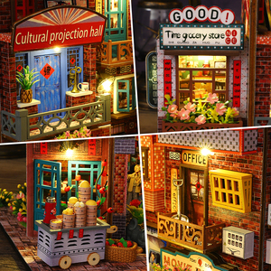 Nouveau Kit DIY de Niche à Livres en Bois Vintage « Allée de Shanghai », Modèle Puzzle 3D avec Éclairage LED, <span class=keywords><strong>D</strong></span>écoration Artisanale Faite à la Main pour la Maison, Cadeau - Product Image 2