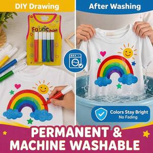 Juego de Pintura para Tela Segura y No Tóxica de 10 ml para Niños, Pintura para <span class=keywords><strong>Camisetas</strong></span> DIY, Colores Textiles Permanentes para Suministros de Arte Escolar - Product Image 1